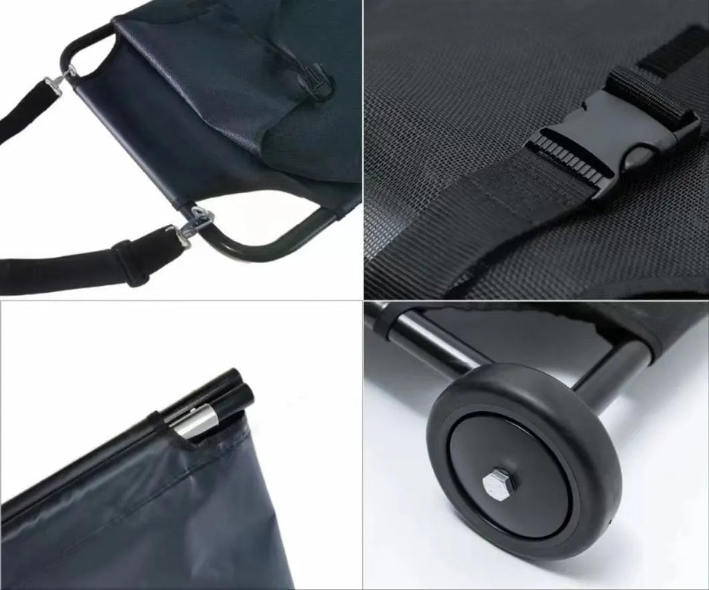 Black aluminium alloy pet stretcher for large dog emergency transfer