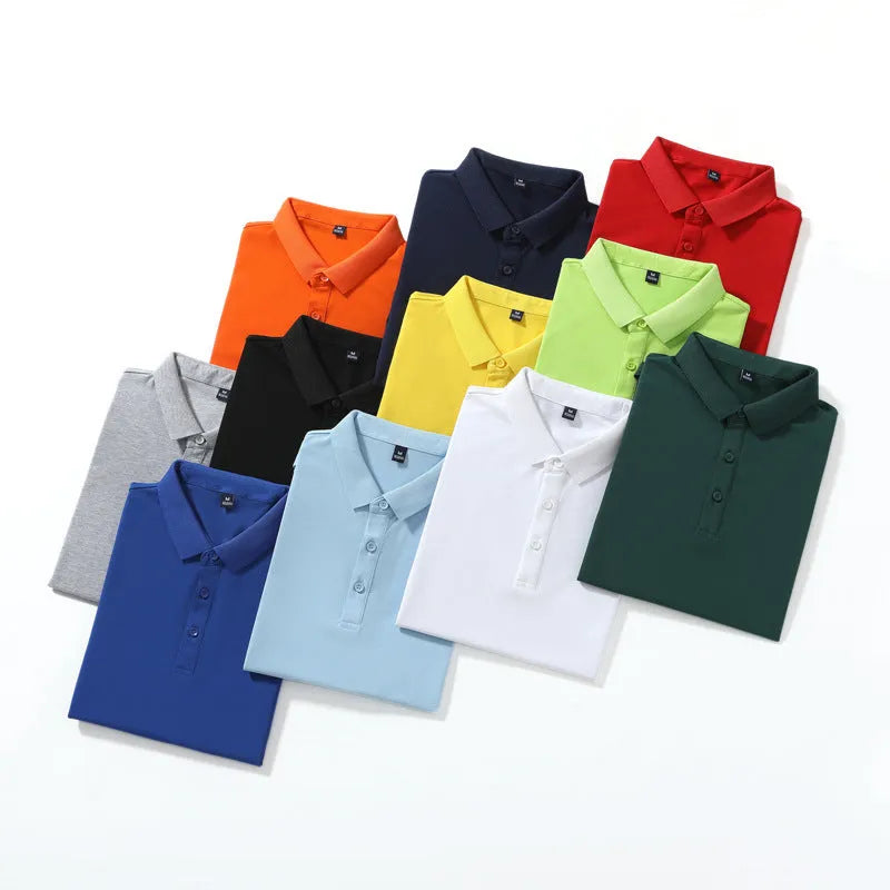 Mercerised cotton embroidered polo short sleeve T-shirt in a range of colours for summer