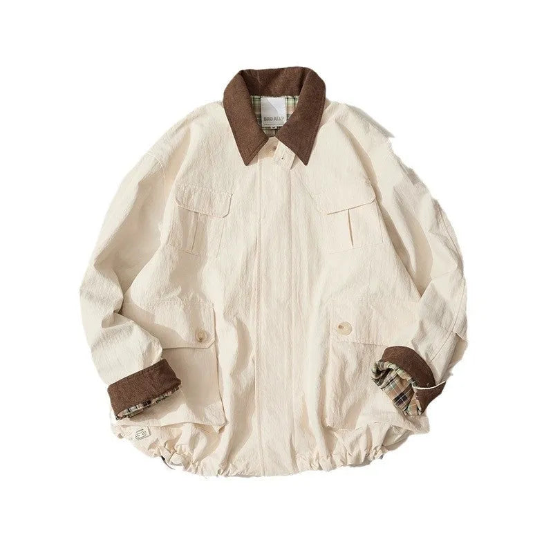 Solid colour casual jacket for men and women with side seam pockets in apricot or green