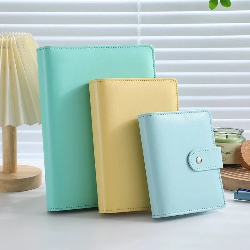 A5 PU leather loose-leaf binder zipper bag notebook shell in solid colour options