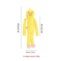 Large pink and yellow plush dog toy with sounding rattle, crinkle paper and chewing texture features