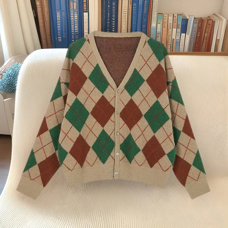 Acrylic knitted cardigan in macaron colours with regular sleeves and Japanese Korean casual styling
