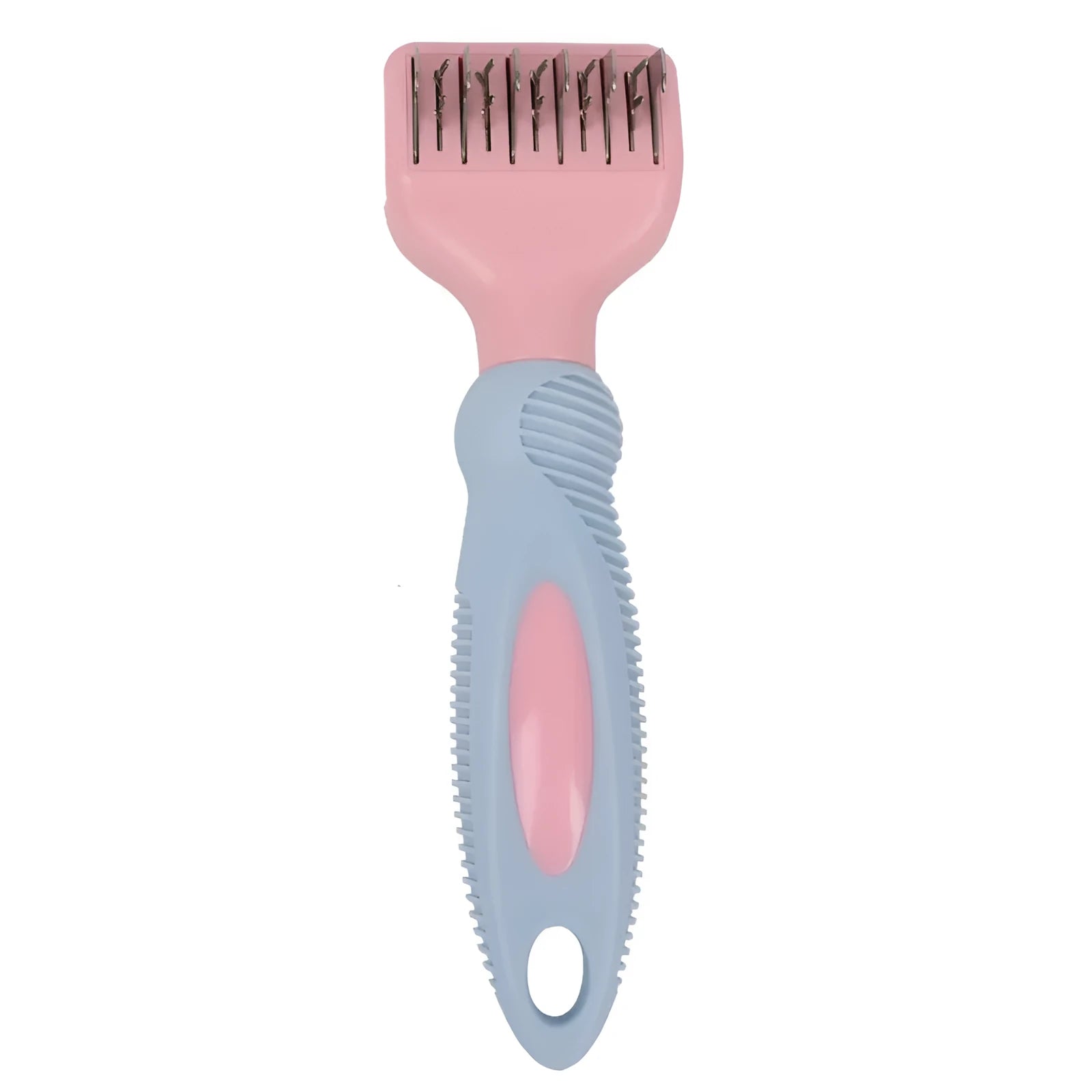 Stainless steel pet grooming comb for dogs and cats in pink or purple colour