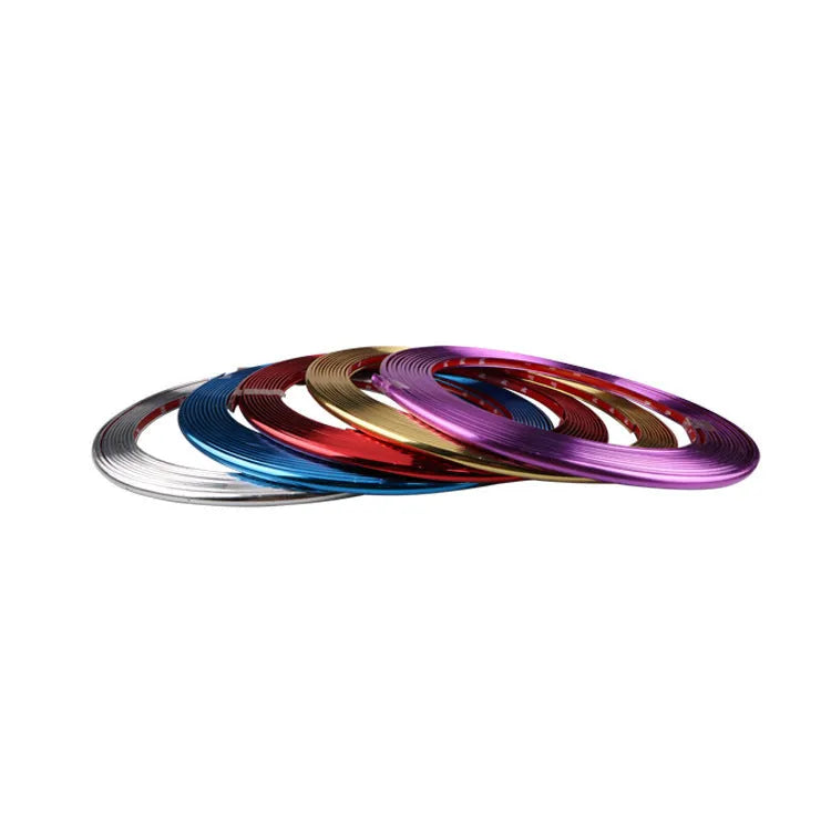 Electroplated purple PVC wheel hub trim roll measuring 8 metres for car decoration and protection