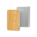 Khaki-coloured magnetic wireless charging bank with 5000mAh capacity and compact design