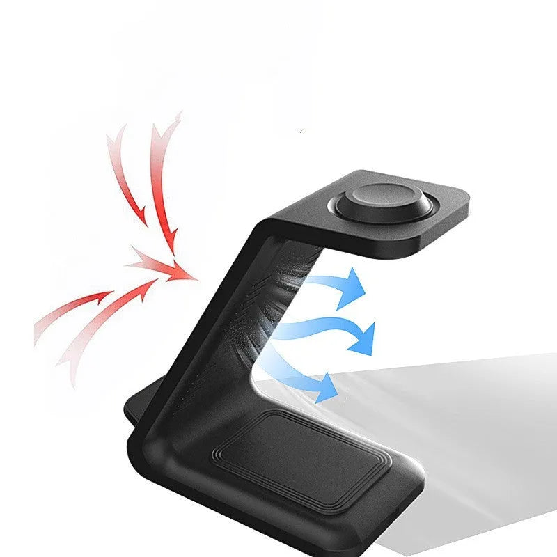3-in-1 upright wireless phone charger with dual coil technology and QC3.0 fast charging