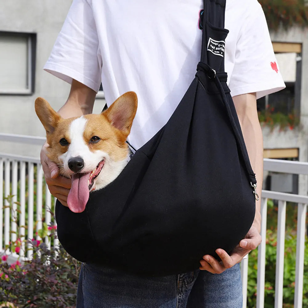 Grey pet shoulder bag for cats and dogs up to 13kg with adjustable strap and phone pocket