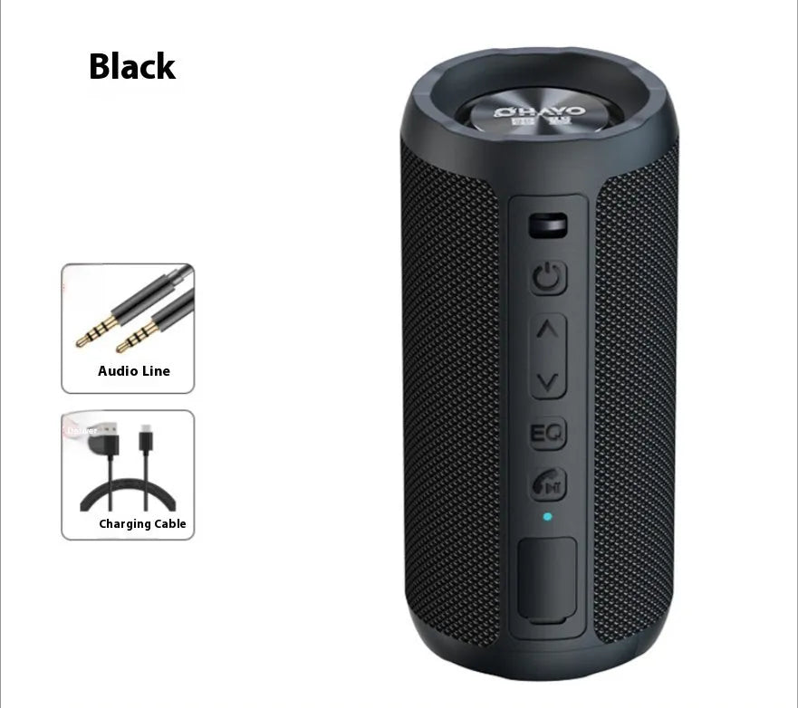 Portable Bluetooth speaker in black standard edition with waterproof nylon net silicone shell and subwoofer