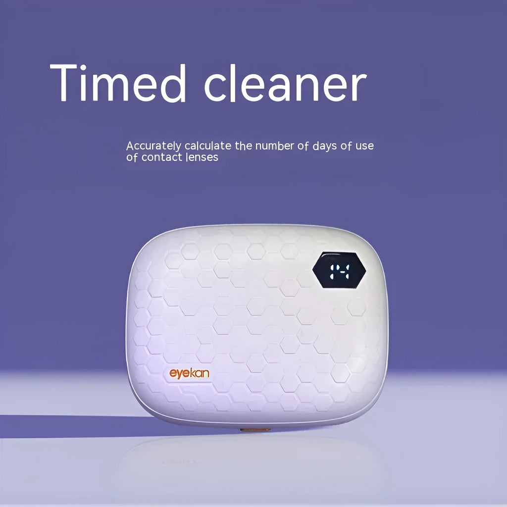 Automatic ultrasonic contact lens cleaner machine in plastic housing measuring 85x65x30mm