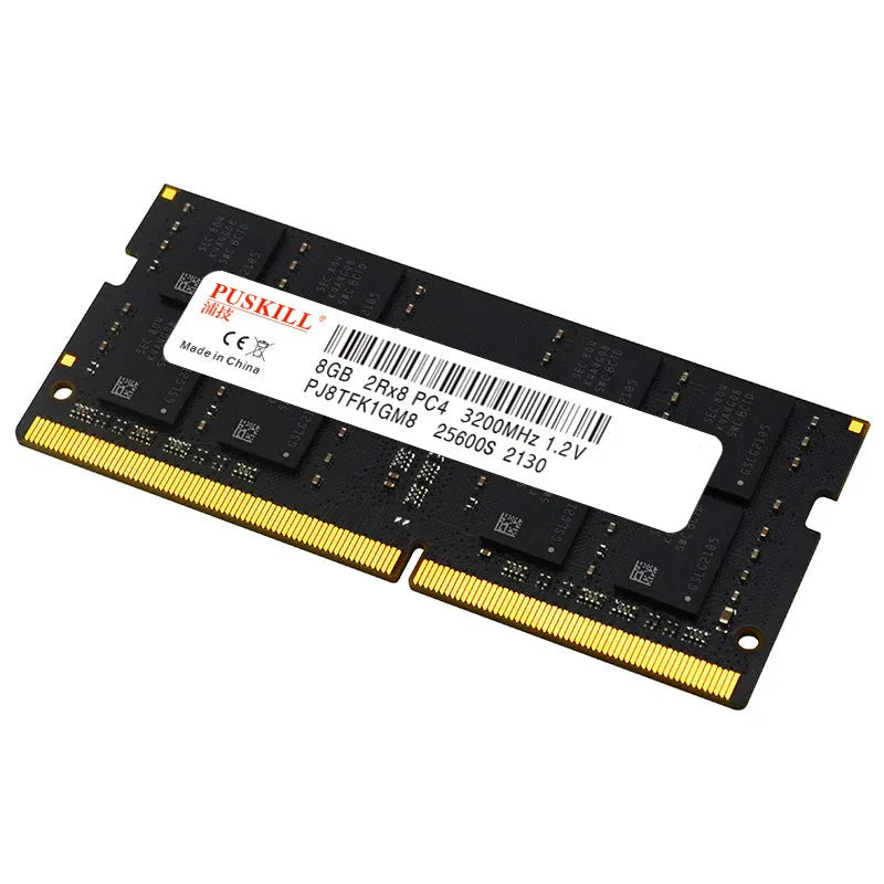 DDR4 SO-DIMM notebook memory bar with gold 260-pin contacts for laptop RAM upgrade