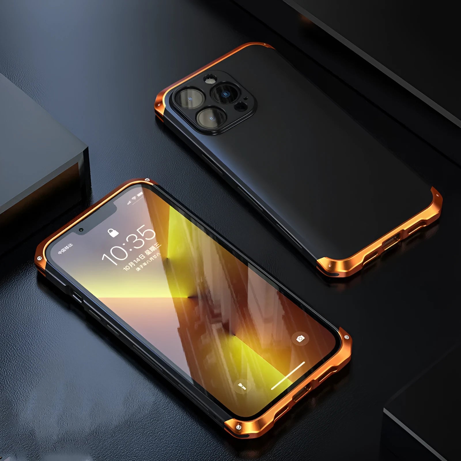 Aluminium alloy and plastic full frame solid colour phone case for iPhone 13 Pro Max