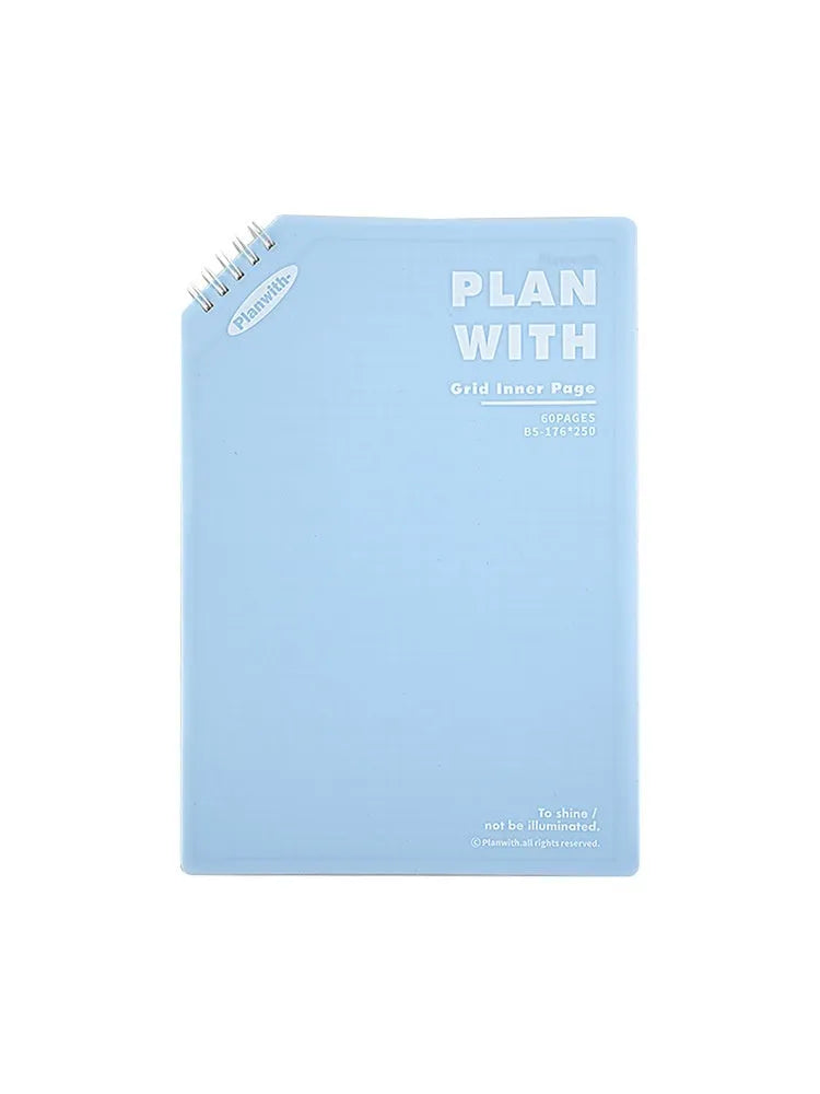 Oblique angle artsy ins style salt series student draft notebook in A5 or B5 size with white or blue plaid cover