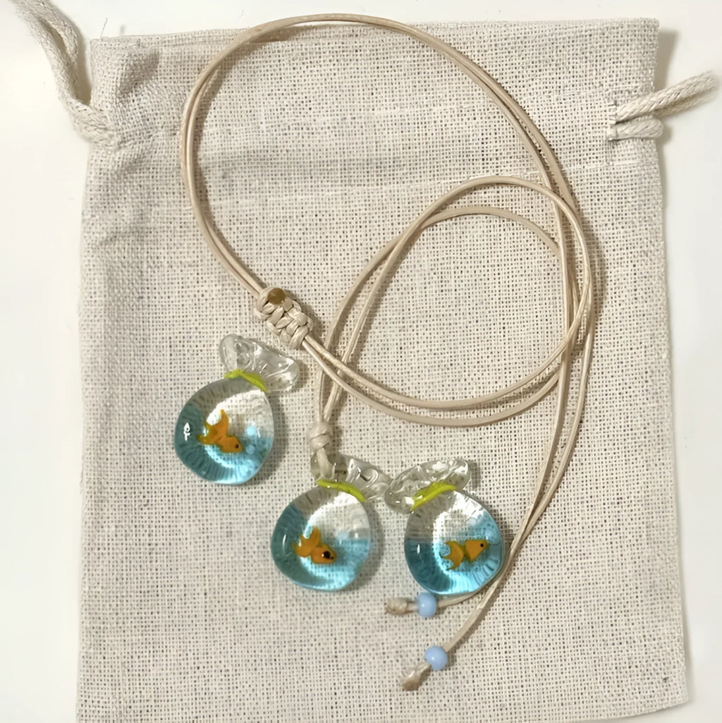 Women's pendant necklace with colourful glaze joker skirt pendant on cotton linen clavicle chain