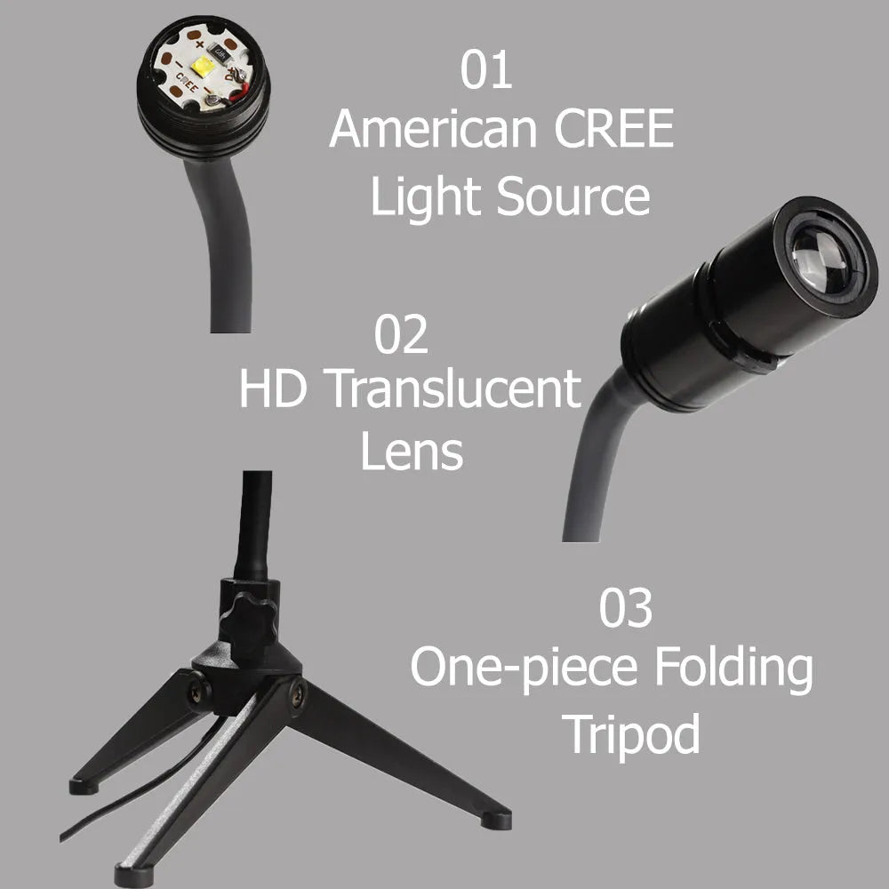 White ABS projection lamp with adjustable hose bracket projecting an image of the earth onto a wall.