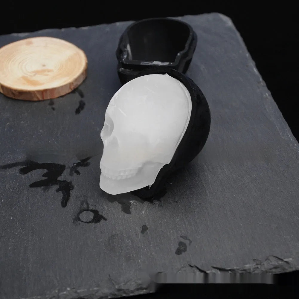 Silicone Halloween skull ice cube tray showing 3D mould cavities