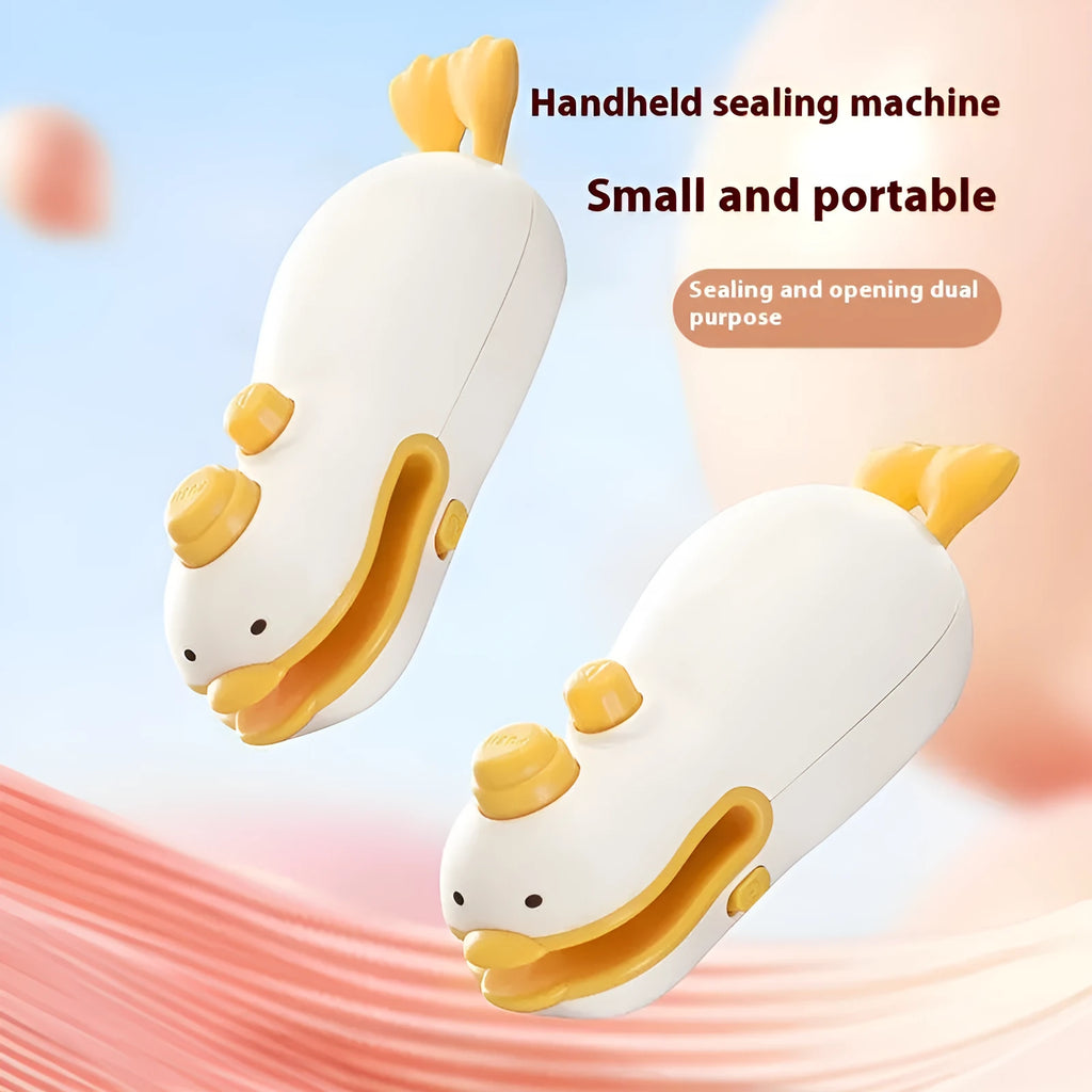 Yellow duck animal jacquard rechargeable sealing machine with USB charging cable