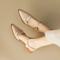 Women's bowknot pointed toe sandals in cowhide leather, available in brown