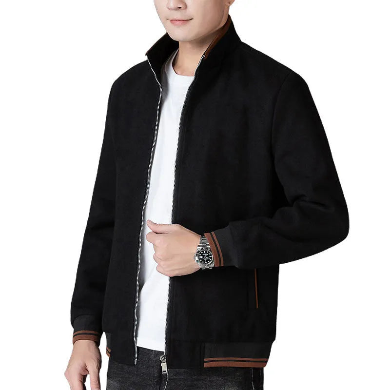 Men's grey sports-style fleece jacket with long sleeves and a zip chest pocket.