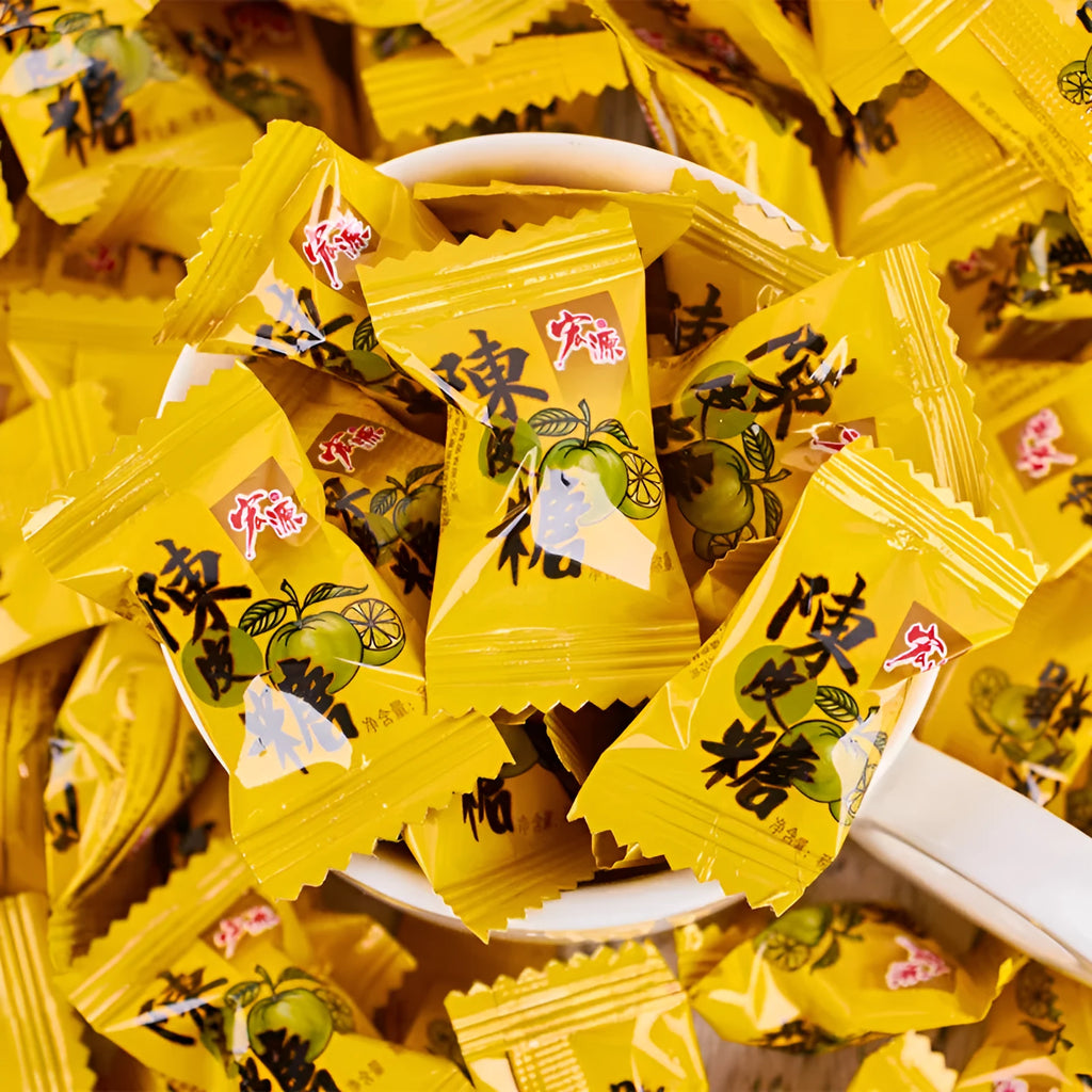 Assortment pack of three hard candy bags: Plum Sugar, Guava, and Tangerine Peel flavours.
