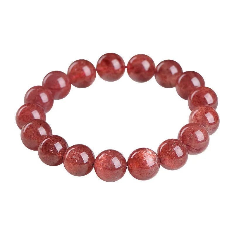 Strawberry quartz geometric bead bracelet with natural starlight cherry red colour
