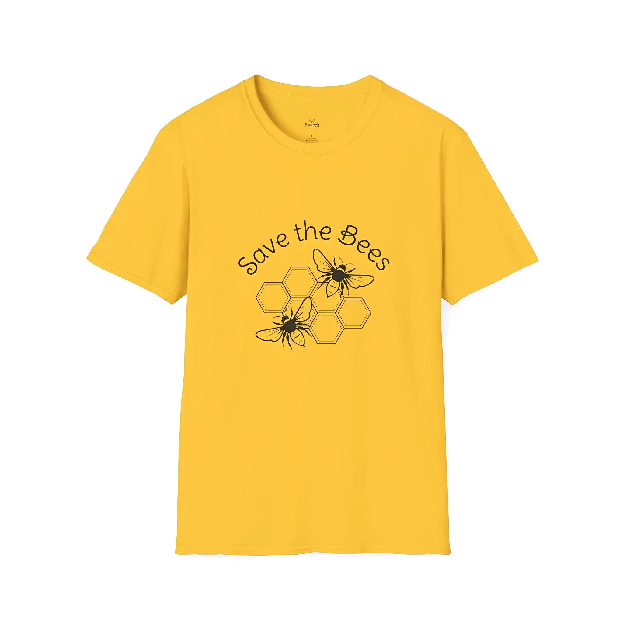 Men's yellow digital print casual t-shirt with round neck and short sleeves