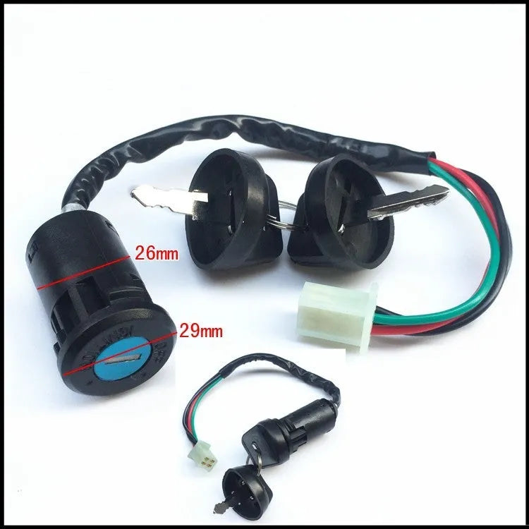 Waterproof electric car door lock with ignition key in plastic housing