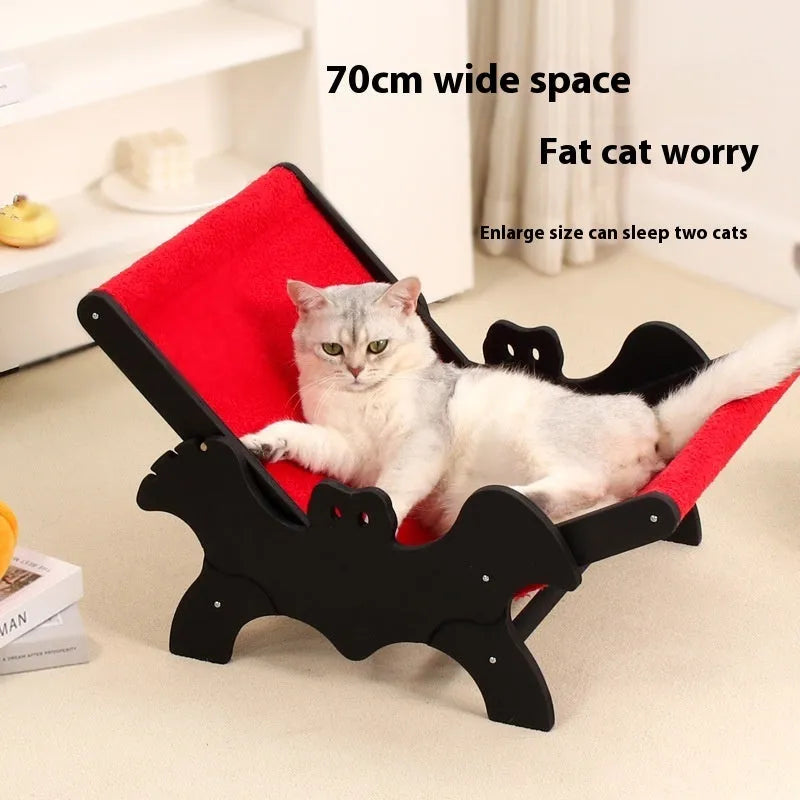 MW-054 wooden frame cat recliner bed in black or red Halloween colours