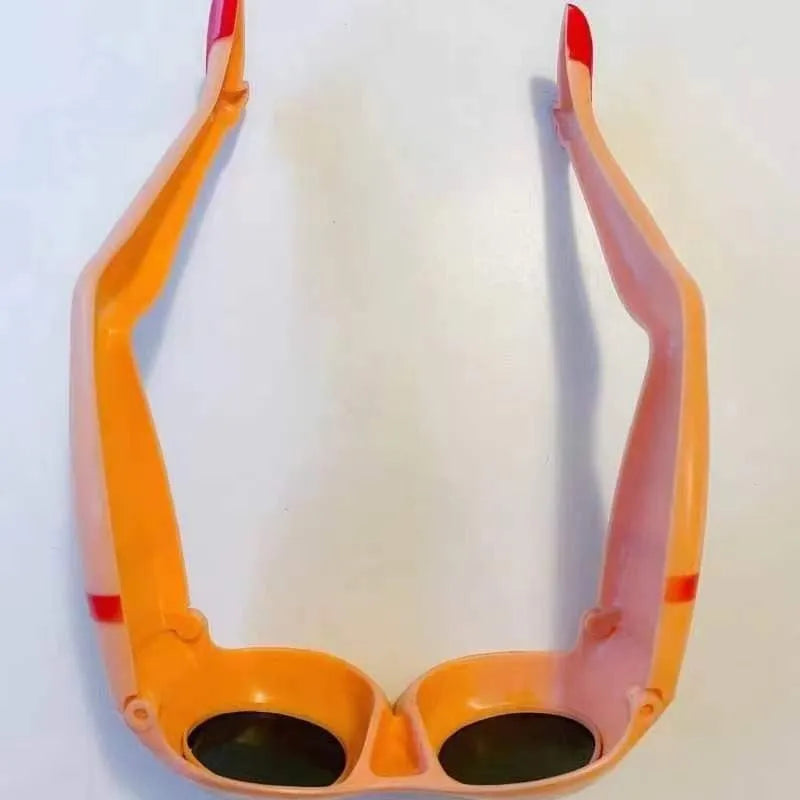 Orange personality leg hip sunglasses with oversized 15cm by 20cm plastic frames