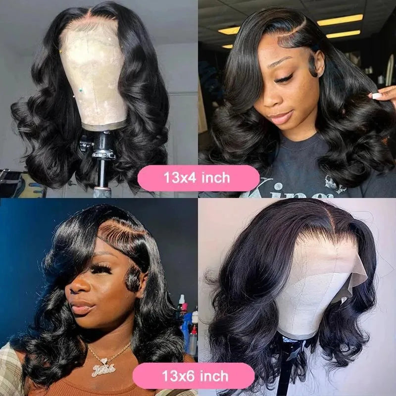 Black 100% human hair lace front wig with wavy curly texture and natural baby-hair hairline