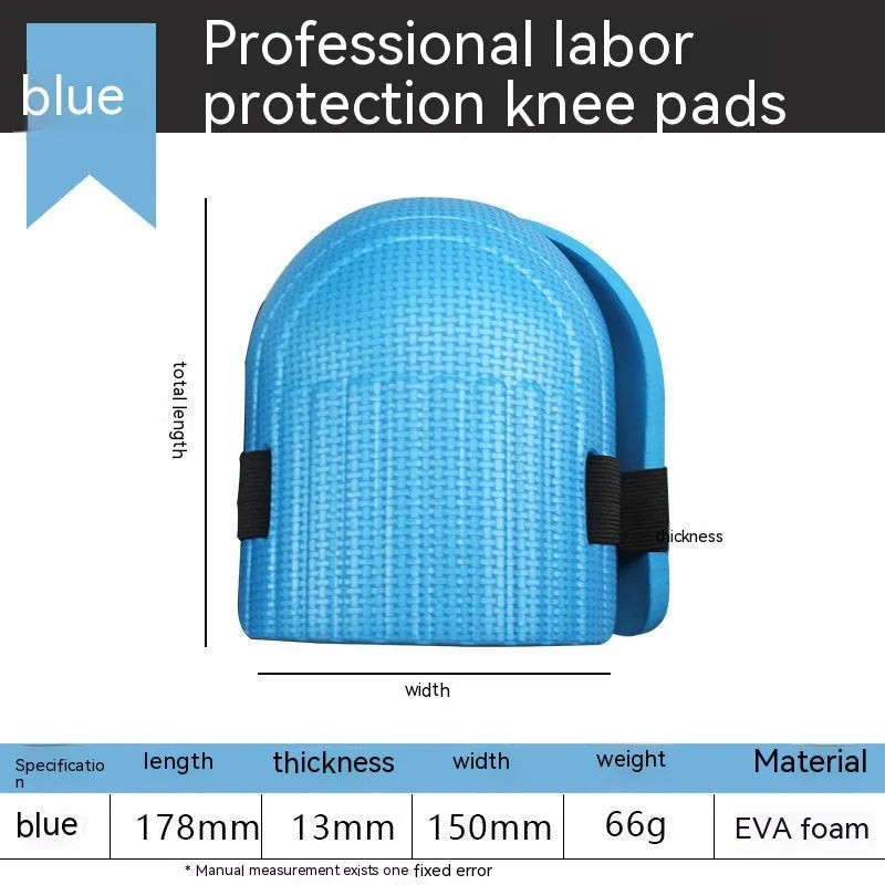 A pair of thick EVA foam kneepads in various colours for work and DIY kneeling protection.