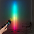 Black smart RGB floor lamp with silicone shade and remote control for music sync lighting