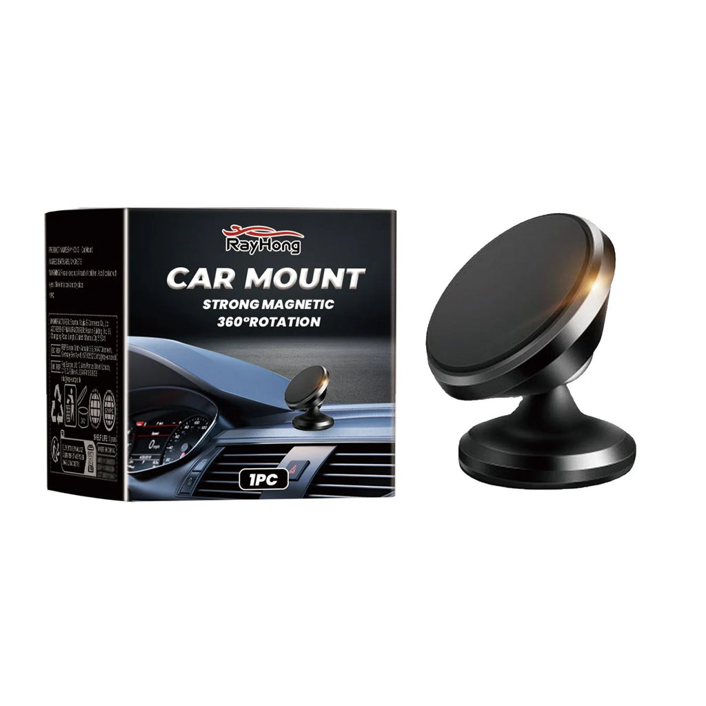 Magnetic car foldable phone holder in black ABS with dimensions 3.2x3.5cm on a car dashboard