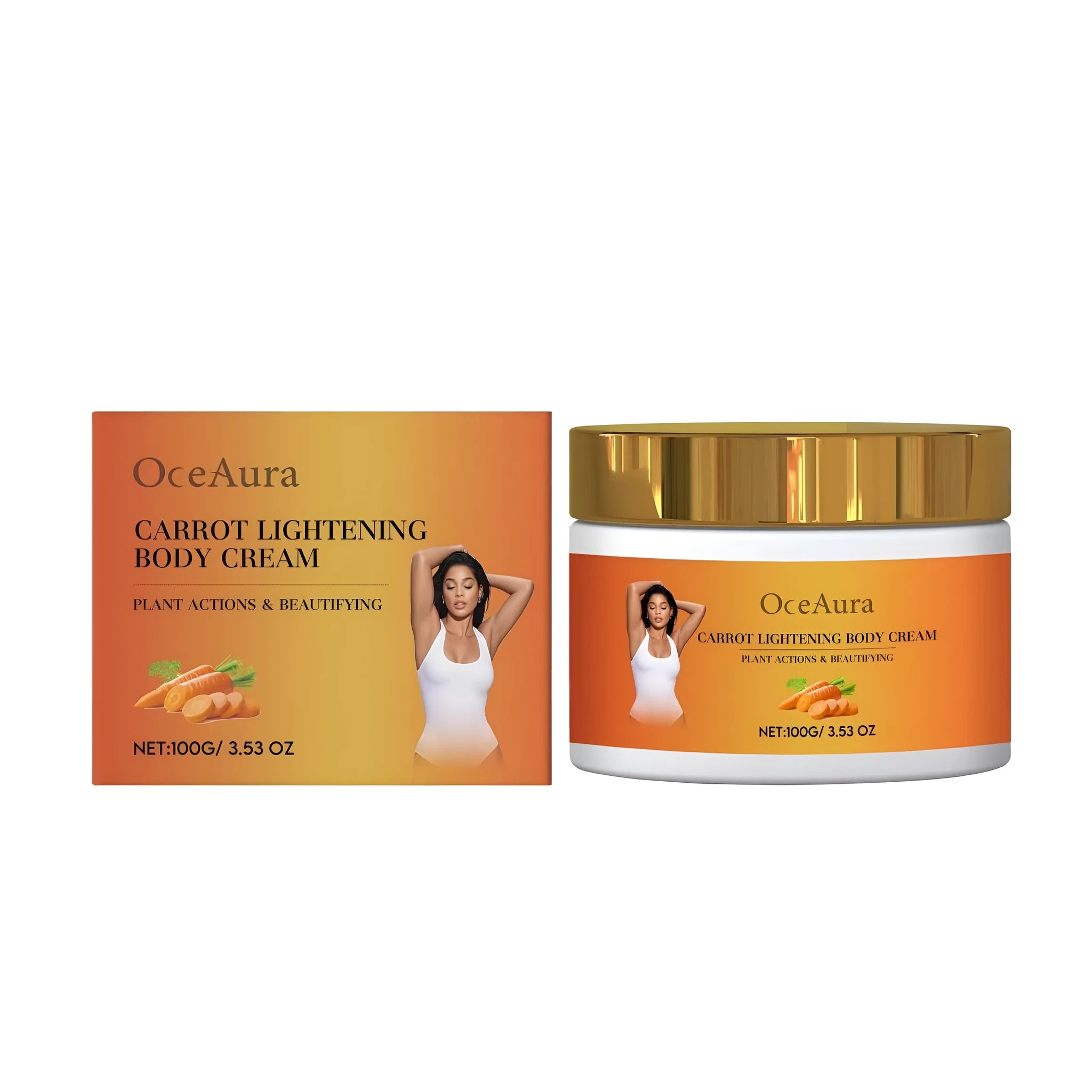 Carrot Lightening Body Cream jar with vitamin C and carrot seed oil