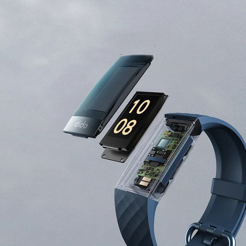 Y6 Black smart bracelet with 1.1-inch screen displaying health metrics including blood pressure and ECG