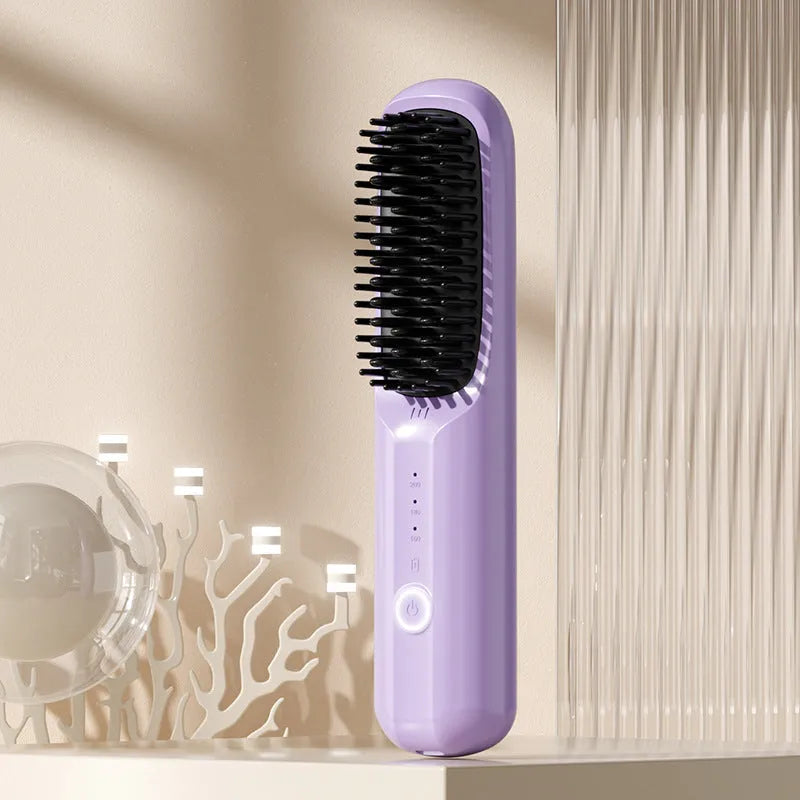 Anion wireless straight comb in beige, pink, purple, and black colour options