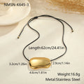 Black rope titanium steel necklace with irregular geometric pendants on adjustable chain