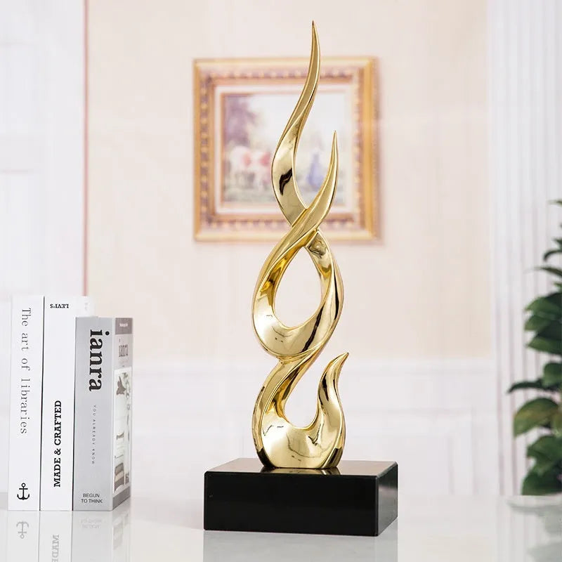 High-rise festival decoration ornament in bright gold and transparent gradient blue resin plastic craft
