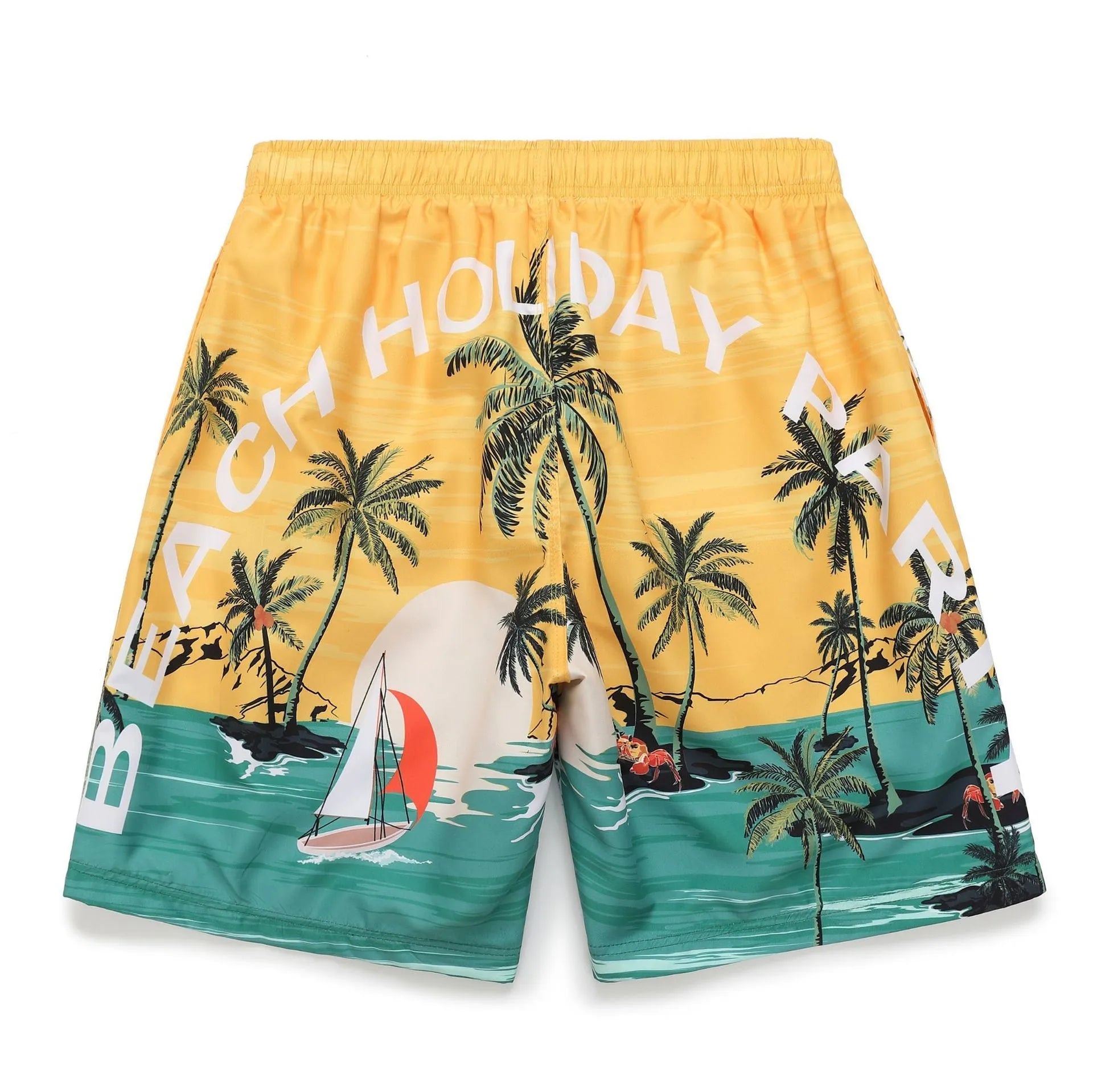 Coconut pattern polyester beach shorts for men and women in picture colour STK220201