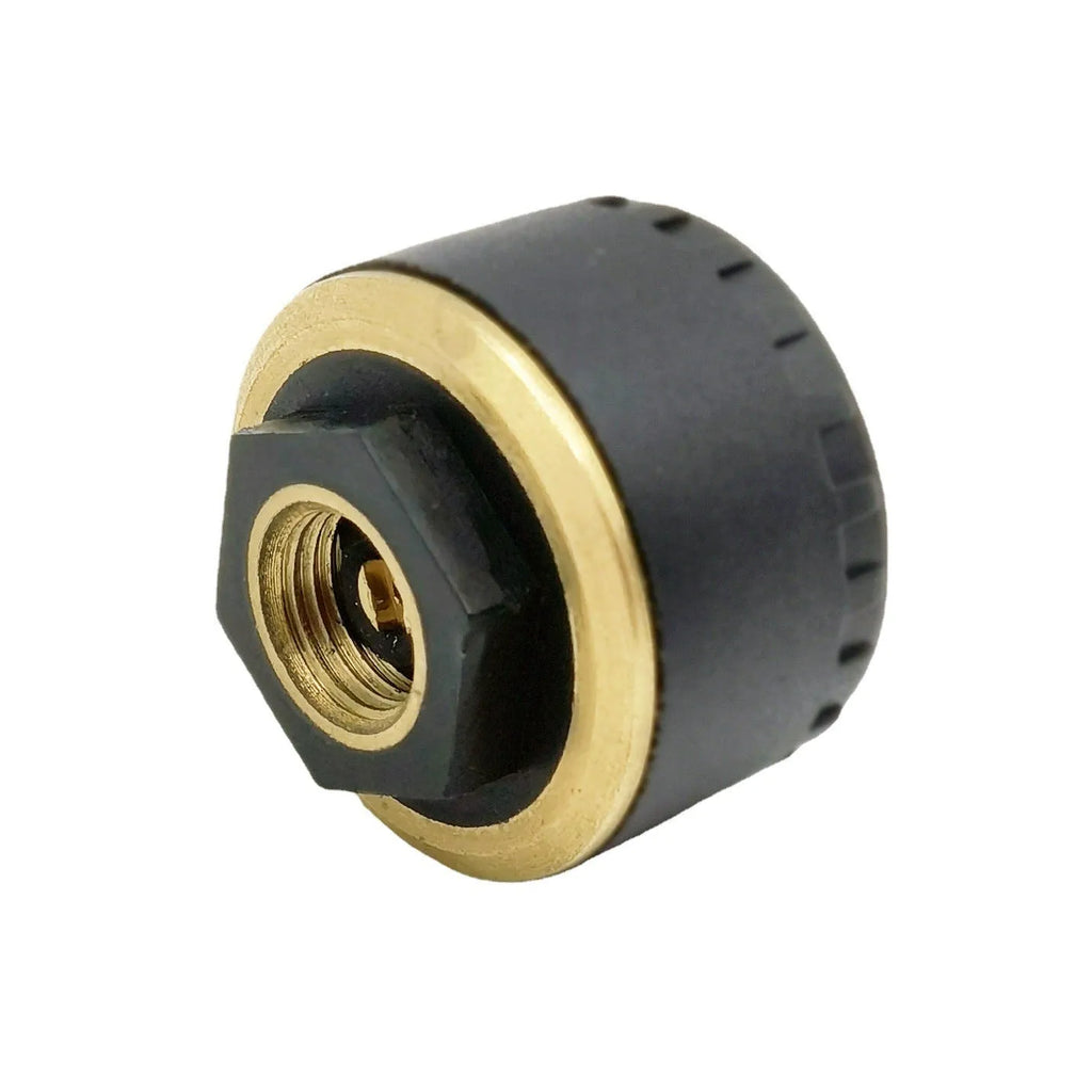 Four black Bluetooth tyre pressure monitors for smartphone connection with IP67 waterproof rating
