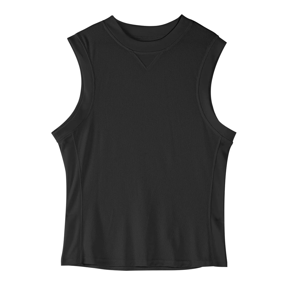 Men's casual vest in black and white colours with loose fit for summer sports