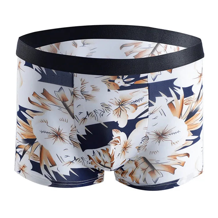 Plus size men's Ice Silk boxers in assorted colours showing mid waist design