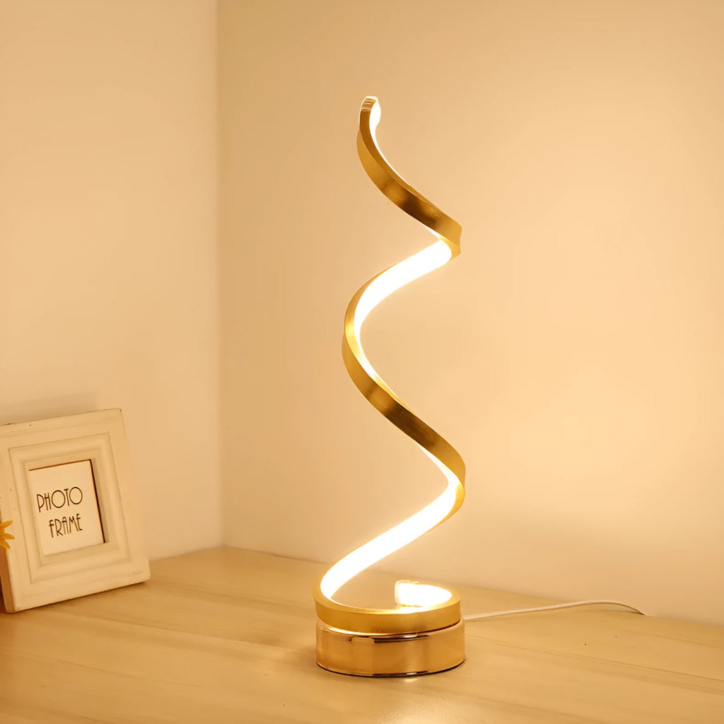 Minimalist black and white LED bedside lamp with aluminium shade measuring 125x450mm