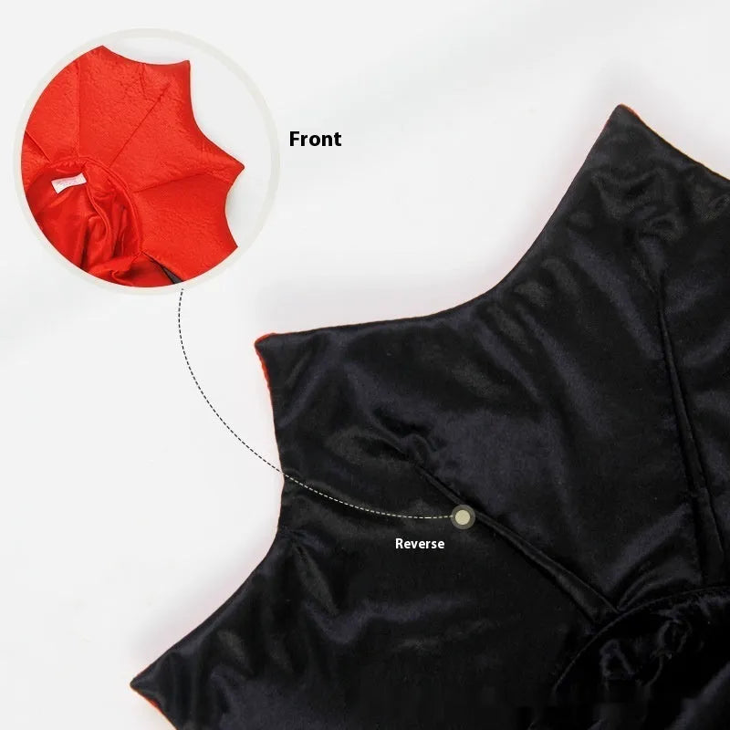 Black and red polyester Halloween costume outfit for pet cat or dog with European American fancy dress styling