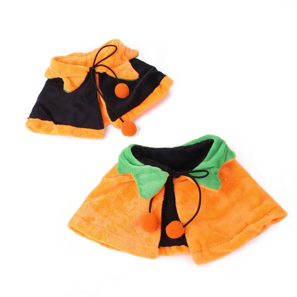 Halloween pumpkin pattern double-sided dog cloak cat costume in plush material