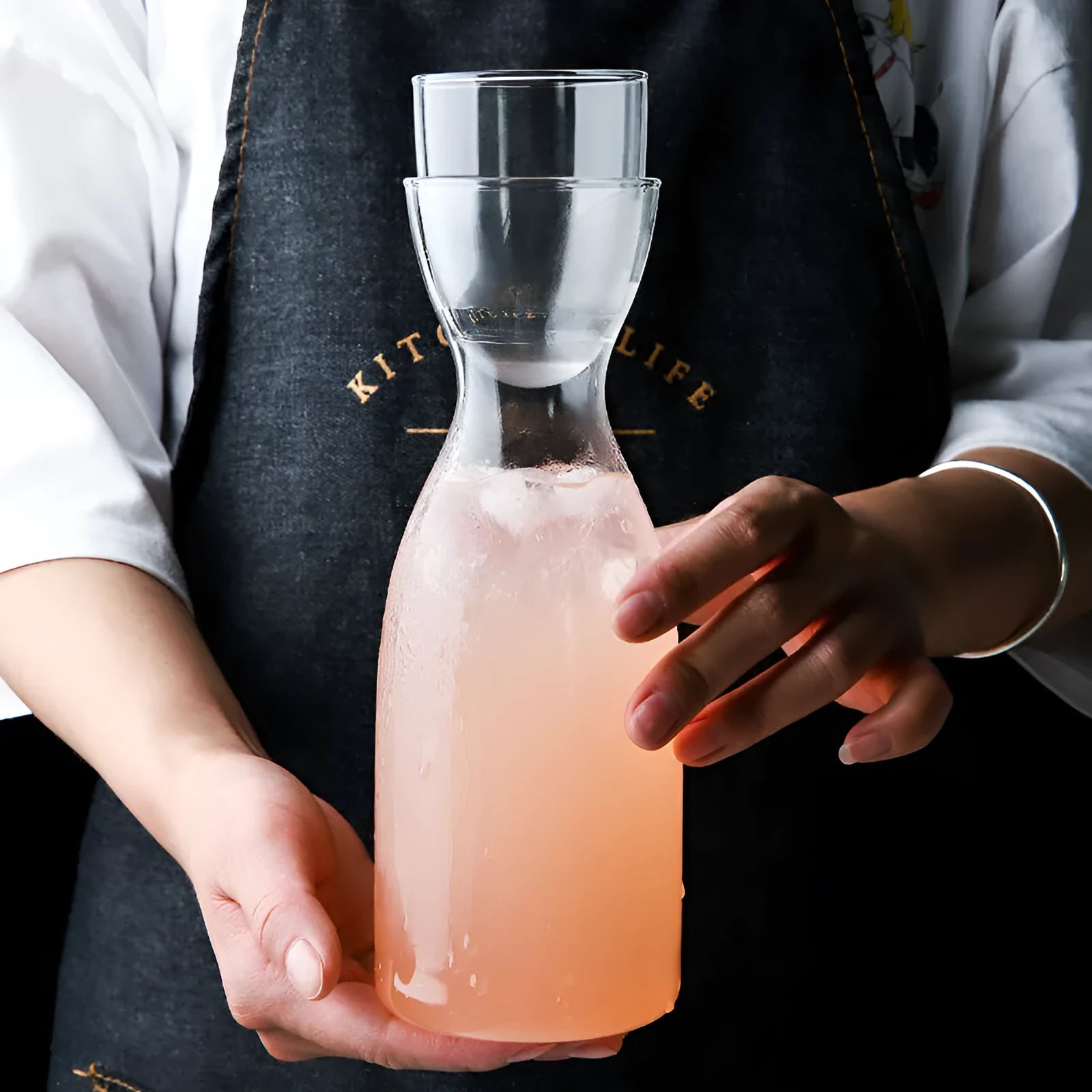 New Nordic style transparent glass kettle and water cup set for cold drinks