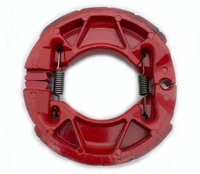YBR125 motorcycle brake rubber block in black and red with metal backing