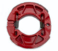 YBR125 motorcycle brake rubber block in black and red with metal backing