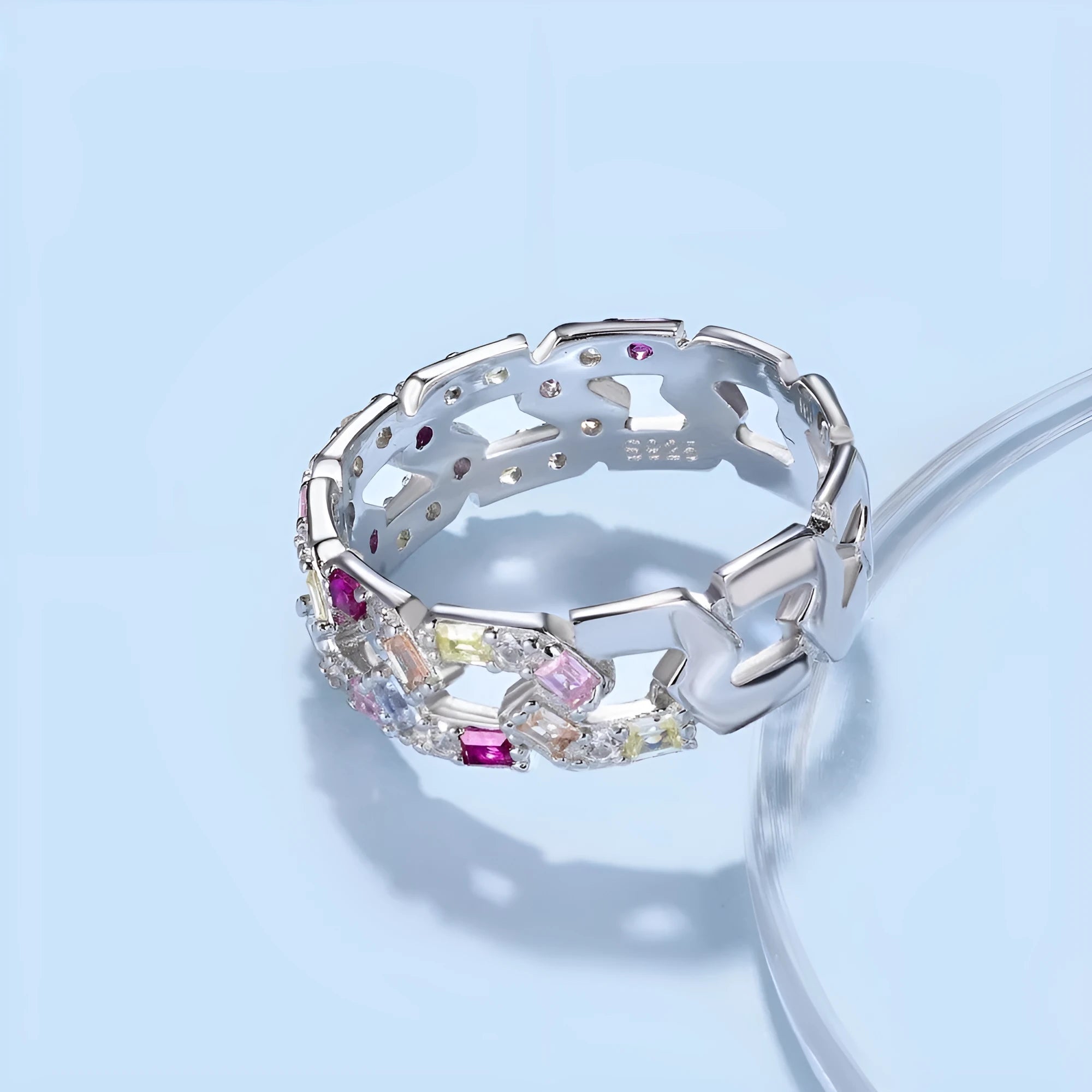 S925 sterling silver colour zircon ring for women in electroplated finish