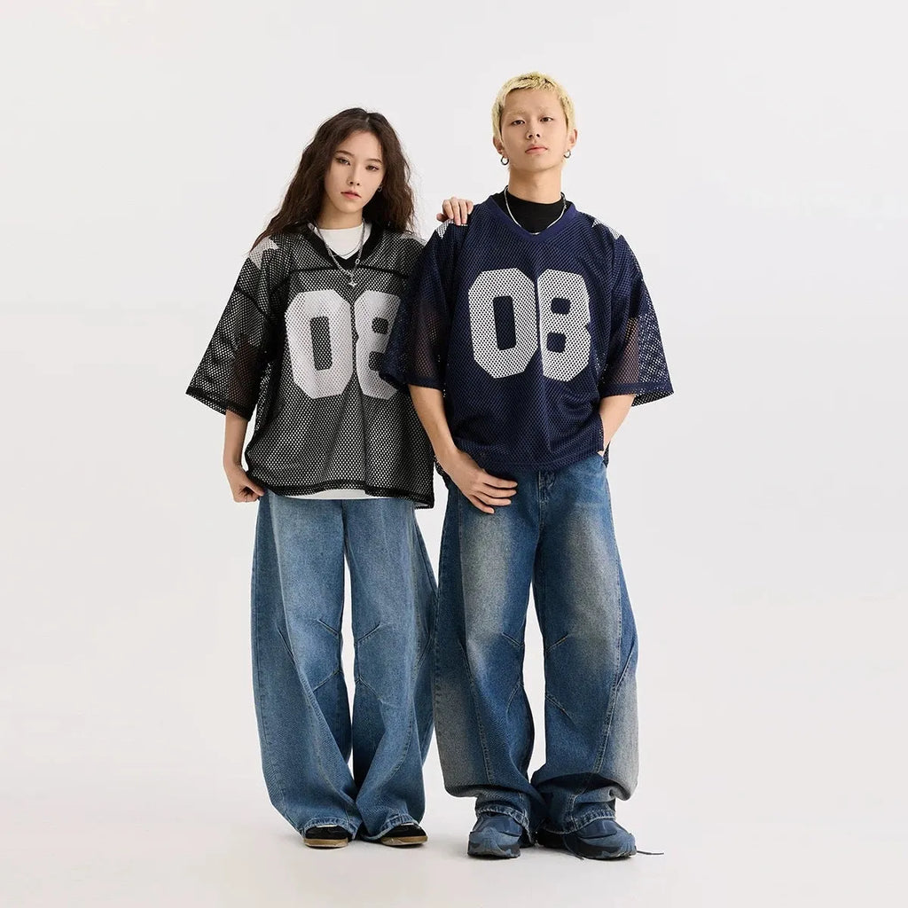 Loose fit pullover shirt with printed letter pattern in black or navy blue colour