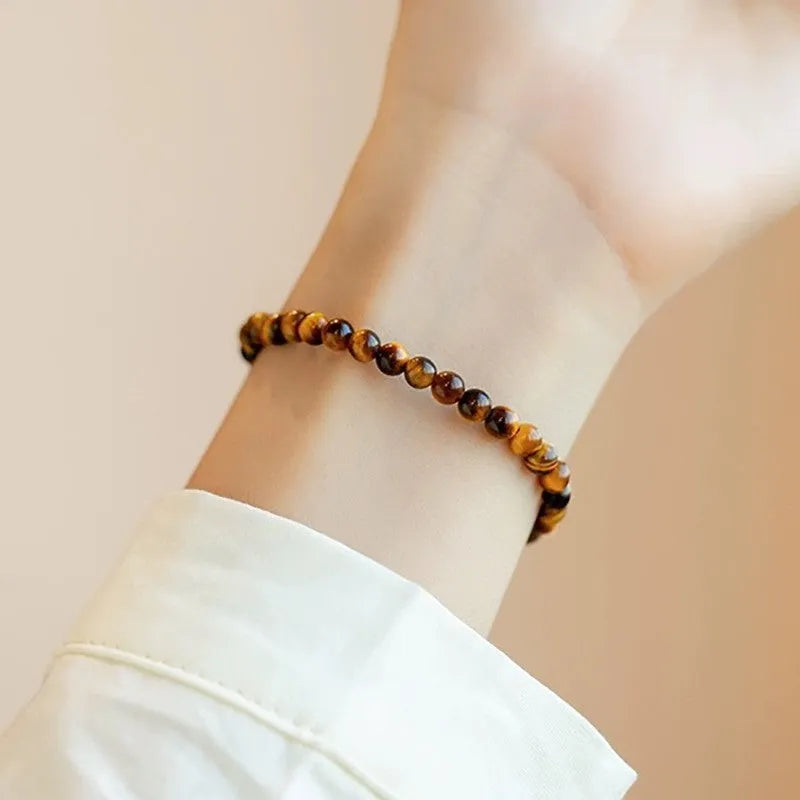 New Chinese Style geometric bracelet with tigereye stone beads in round design